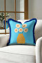 Turquoise Fringed Pillowcase with Flower Vase - Nordic Floral Blue Navy Tassel Throw Pillow Cover - 3