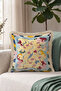 Abstract Floral Pastel Design Fringed Pillowcase - Artistic Yellow Cream Tassel Throw Pillow Cover