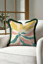 Tropical Leaf Design Exotic Fringe Pillowcase - Botanical Cream Green Tassel Throw Pillow Cover