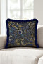 Tropical Floral Leaf Fringe Pillowcase - Botanical Cobalt Blue Navy Blue Tassel Throw Pillow Cover - 5
