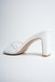 Women's Slippers White Tulle Detailed Blunt Toe White Thick Heeled - 7