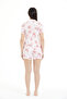 Women's 100% Viscose Floral Patterned Shirt Collar Shorts Set - 6