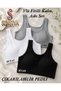 3 Pieces of Ribbed Fabric Thick Straps - with Removable Pads - Wire-Free Comfort (Black - White - Gray) Pack of 3