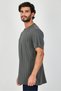 Men Crew Neck Short Sleeve Textured T-Shirt, Dark Grey - 2