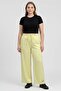 Women Regular Fit Plain Wide Leg Pants, Lime Green - 2