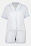 Lounge By Women 2 Pieces Brand Logo Short Sleeve Pyjama Shirt With Shorts Set, Light Blue - 2
