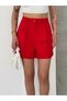 Women's Double Fabric High Waist Classic Shorts with Pleated Detail - 5