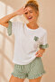 Bürümcük Knitted Short Sleeve Ruffled Women's Pajama Set - 3