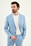 Gray Slim Fit Mono Collar Pocket Trousers Drawstring Men's Suit Blue - 45434.26Y