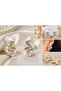 Colorful Stone Detailed Flower Design Earrings - 2