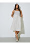 Cream A-Line Midi Skirt With Side Pocket