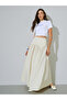 Cream Wide Waistband A-Line Maxi Skirt