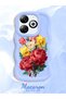 Infinix Hot 40I Compatible Case Camera Protector Blue Silicone Couple Phone Case Floral Pattern - 2