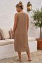 Camel Pool Collar Sleeveless Double Pocket Washable Dirty Stitched Casual Muslin Long Woven Dress 120 62 - 3