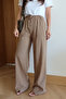 Linen Look Elastic Waist Pants - 2