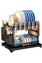 2 Tier Foldable Dish Drying Rack with Utensil Holder Cutting Board Holder Drainboard Tray Rotatable Drainage System Scratch Resistant Frosted Baking Process Coatings