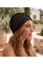Black Color Star Detailed Mesh Knitted Bandana – Stylish Bohemian Summer Beanie - 2