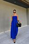 Cobalt Blue - Women's Shoulder-Strap Gathered Unlined Long Dress - 3