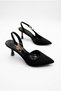 35074 Satin Buckle Detailed 7 cm Heel Height Women's Shoes
