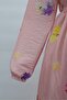 Floral Patterned Polycotton Dress with Elastic Sleeves and Half Buttons and Belt - Powder - 6