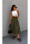 Women's Poplin Skirt with Belt and Pockets