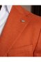 Slim Fit Men's Mono Collar Bag Pocket Linen Fabric Jacket Pants Suit Orange T20111-35 - 3