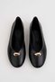 Women's Black Comfortable Daily Ballerina Shoes with Gold Accessories Seferib - 2