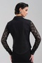 Women's Tie and Lace Fabric Detailed Design Shirt - 2