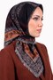 Orange Black Floral Patterned Flared Cotton Scarf
