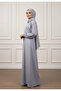 Slate Gray Silk Abaya-887 - 2
