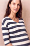 Maternity White/Blue Striped Viscose Blended V-Neck 3/4 Sleeve Blouse with Tie Back Detail Laurel - 3