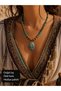 Natural Stone Tree of Life Turquoise and Agate Detailed Handmade Bohemian Women's Necklace