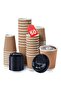 50Pcs 8oz Ripple Coffee Cups with Lids Disposable Cups for Takeaway Coffee, Tea or Hot Drinks -Brown