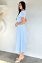Blue Women's Square Neck Half Sleeve Dress - 3