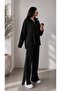 Women's Ribbed Collar and Side Zipper Cuffs Knitwear Set