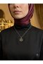 North Star Figured Steel Necklace with Dark Blue Enamel and Zircon Stone for Women, Gold Color - 3
