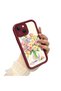 iPhone 15 Compatible Case Camera Protector Burgundy Silicone Couple Phone Case with Floral Pattern - 3