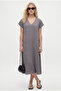 Women's Luisa Gray Midi Length Bell Cut Viscose Dress - 2
