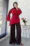 Asymmetrical Cut Tie-Back Poplin Blouse - Red - 7