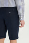 Men's Navy Blue 100% Linen Slim Fit Shorts with Elastic Waist and Side Pockets - 4