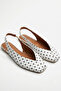 Siena Women's White Polka Dot Square Toe Ballerina Slingback - 5