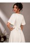 Di̇va Detachable Belt Detail and Flared Collar Long Evening Gown/Dress - 3