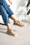Sofi̇a Suede Women's Sandals with Adjustable Ankle Clasp Detail - 6