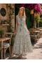 70% Viscose 30% Silk Hakim Collar Halter Neck Women's Summer Dress with Elastic Waist