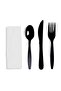 Plastic Cutlery Set, Black, Fork Knife and Spoon with White Napkin, Heavy Duty (Pack Of 50)