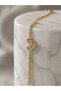 Stainless Steel Baguette Stone Heart Bracelet Gold Non-Tarnish Shiny Waterway Women's Combination Accessory - 8