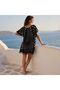 Par-13037 Black Polka Dot Şile Cloth Beach Dress & Pareo |   Eos Collective - 3