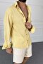 Yellow Linen Shirt with Button Detail - 4