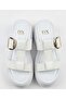 Dx Women's White Buckle Slippers - 3