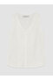 Ecru V-Neck Corded Blouse - 5